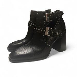 Zara Black Studded Ankle Boots